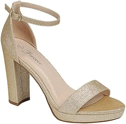 Forever Women Ankle Strap Open Toe Chunky Platform Dress High Heel Sandal