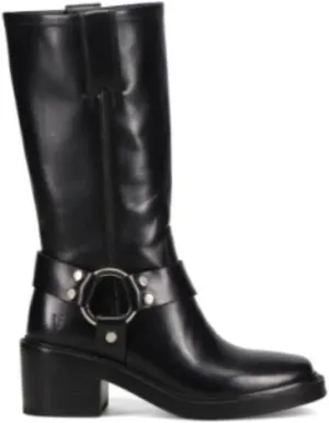 Frye Kate Harness 11” Leather Boots for Women - Mid Calf Boots with Signature Harness Detail, Leather Lining, and Rubber Outsole with 2” Heel