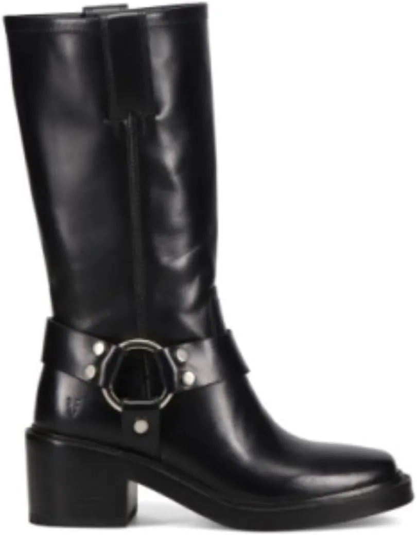 Frye Kate Harness 11” Leather Boots for Women - Mid Calf Boots with Signature Harness Detail, Leather Lining, and Rubber Outsole with 2” Heel