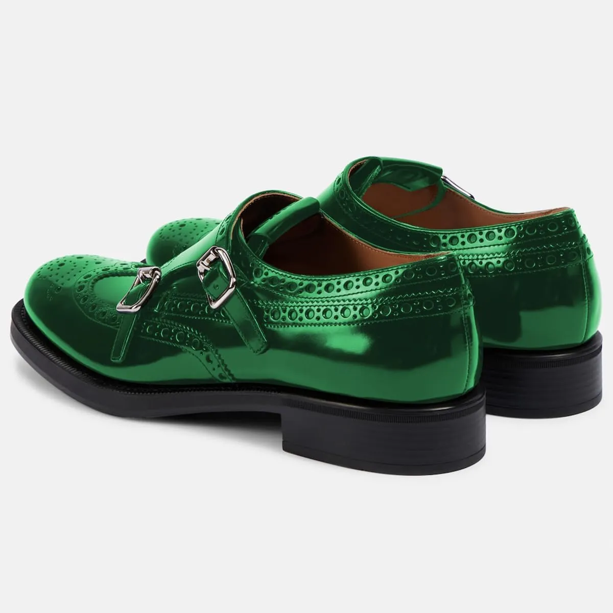 FSJ Women's Oxfords Round Toe Monk Strap Double Buckle Chunky Low Heel Pumps Comfortable Wingtip Formal Office Business Loafers Shoes Size 4-16 US