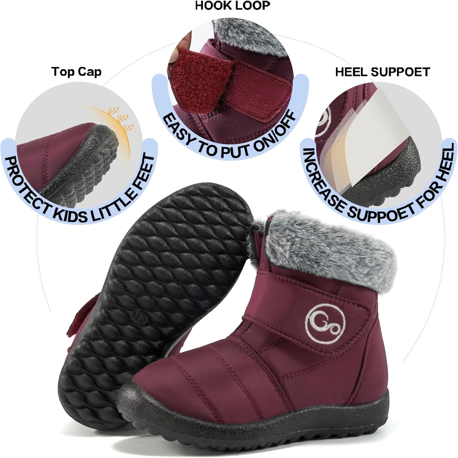 FUDYNMALC Girls Boys Winter Snow Boots - Comfortable Warm Toddler Winter Shoes Waterproof Lightweight Kids Ankle Booties Outdoor Walking