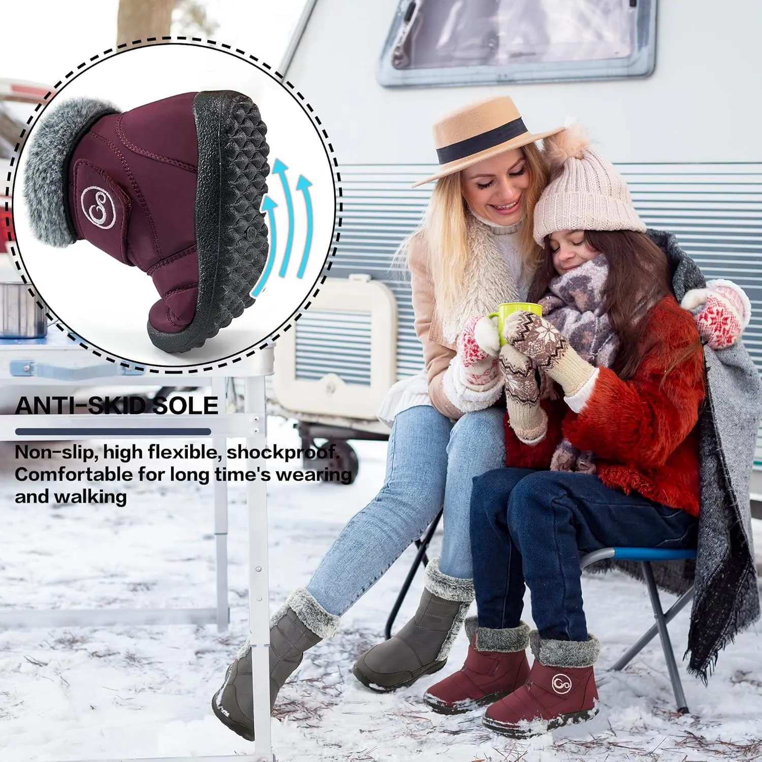 FUDYNMALC Girls Boys Winter Snow Boots - Comfortable Warm Toddler Winter Shoes Waterproof Lightweight Kids Ankle Booties Outdoor Walking