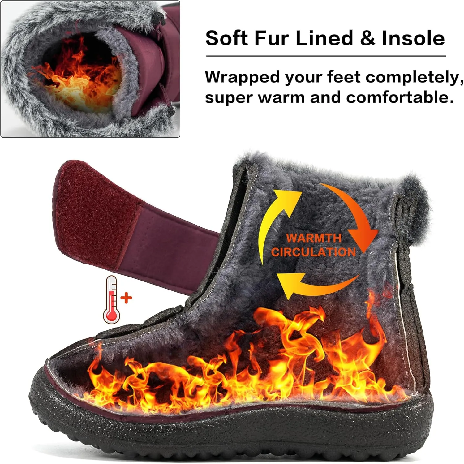 FUDYNMALC Girls Boys Winter Snow Boots - Comfortable Warm Toddler Winter Shoes Waterproof Lightweight Kids Ankle Booties Outdoor Walking