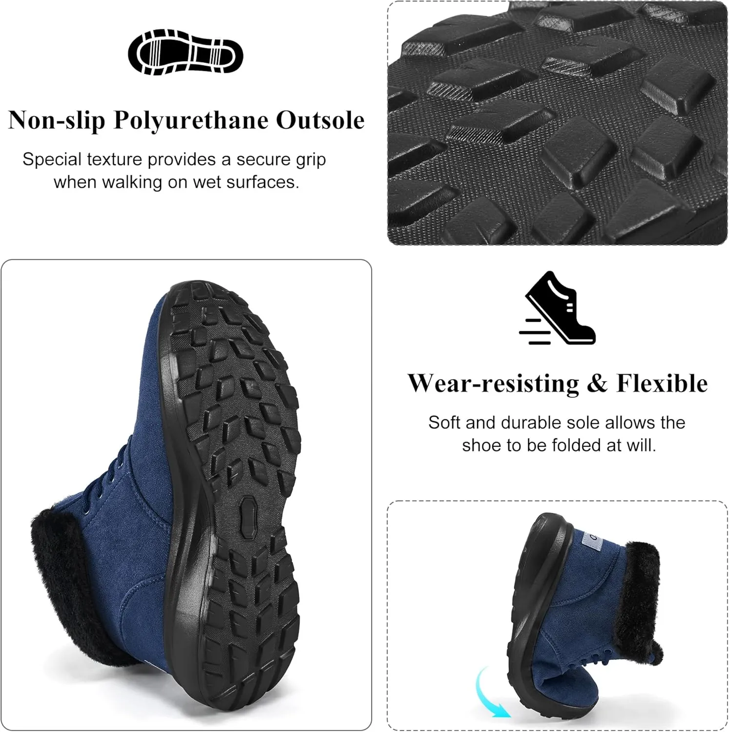 FUDYNMALC Womens Winter Snow Boots: Comfortable Warm Fur Lined Ankle Booties Lightweight Non Slip Walking Shoes Outdoor