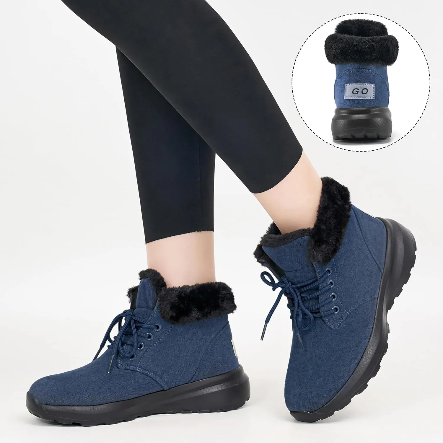 FUDYNMALC Womens Winter Snow Boots: Comfortable Warm Fur Lined Ankle Booties Lightweight Non Slip Walking Shoes Outdoor