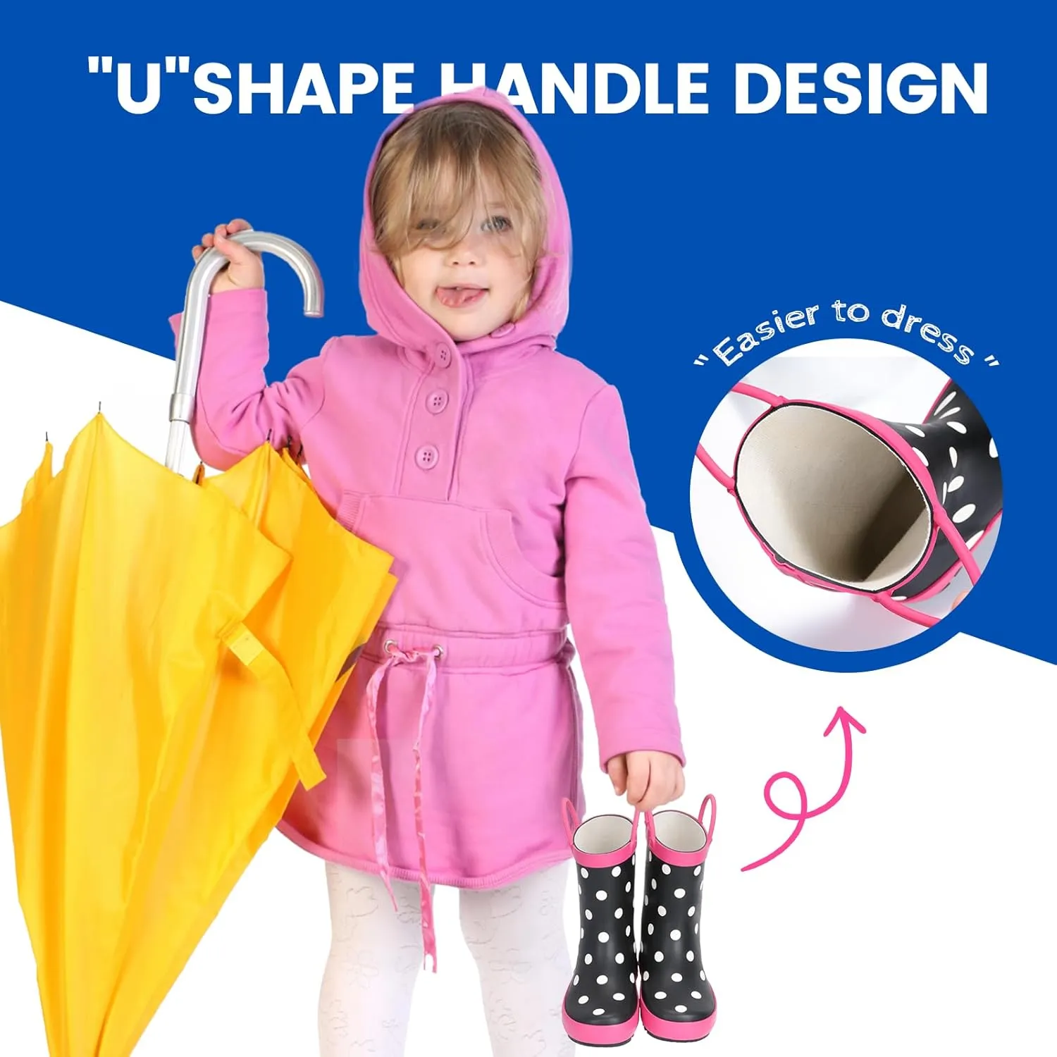 Furuian Color Changing Toddlers Kids Rain Boots for Girls Boys Waterproof Rubber Rain Boots for Toddler Girl Outdoor Rainboots with Easy-on Handles Cute Prints(Toddler/Little Kid/Big Kid)