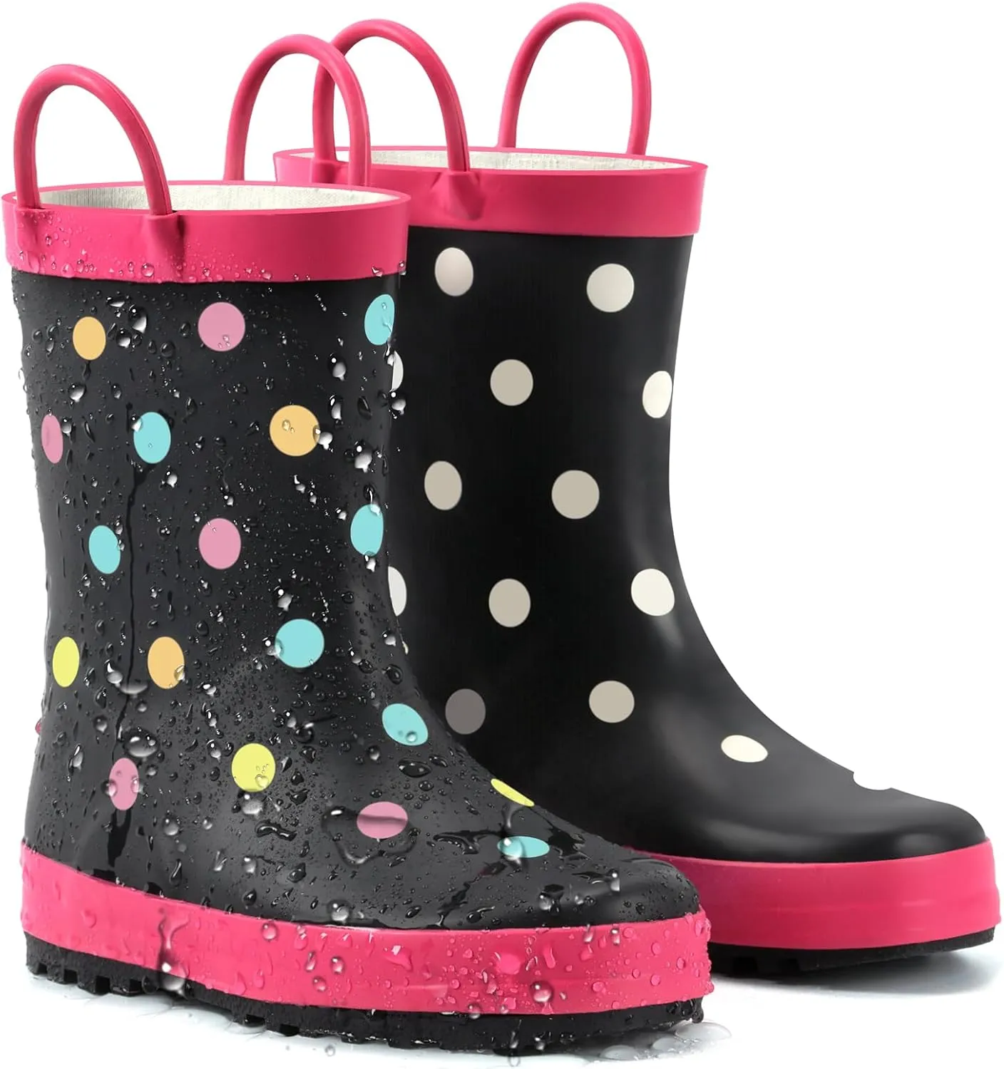 Furuian Color Changing Toddlers Kids Rain Boots for Girls Boys Waterproof Rubber Rain Boots for Toddler Girl Outdoor Rainboots with Easy-on Handles Cute Prints(Toddler/Little Kid/Big Kid)