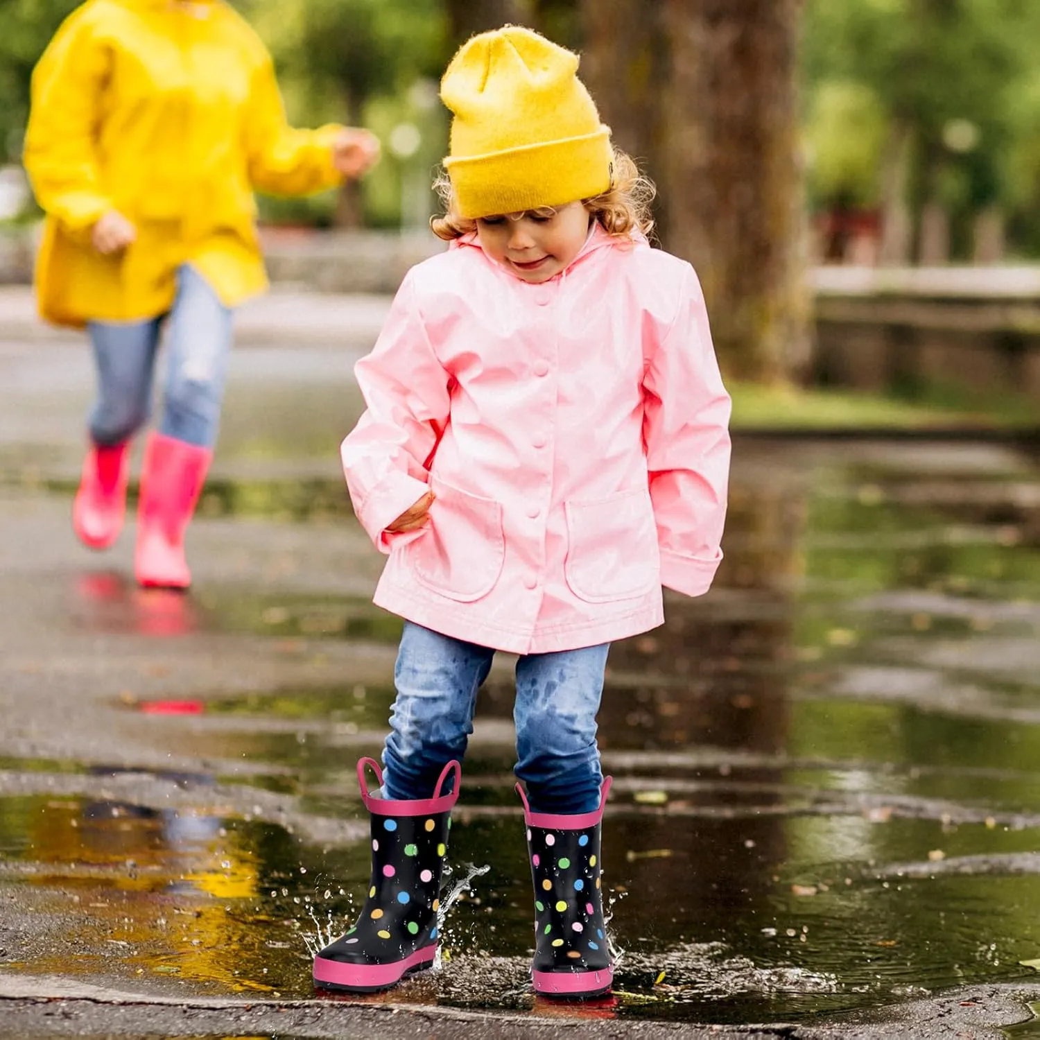 Furuian Color Changing Toddlers Kids Rain Boots for Girls Boys Waterproof Rubber Rain Boots for Toddler Girl Outdoor Rainboots with Easy-on Handles Cute Prints(Toddler/Little Kid/Big Kid)