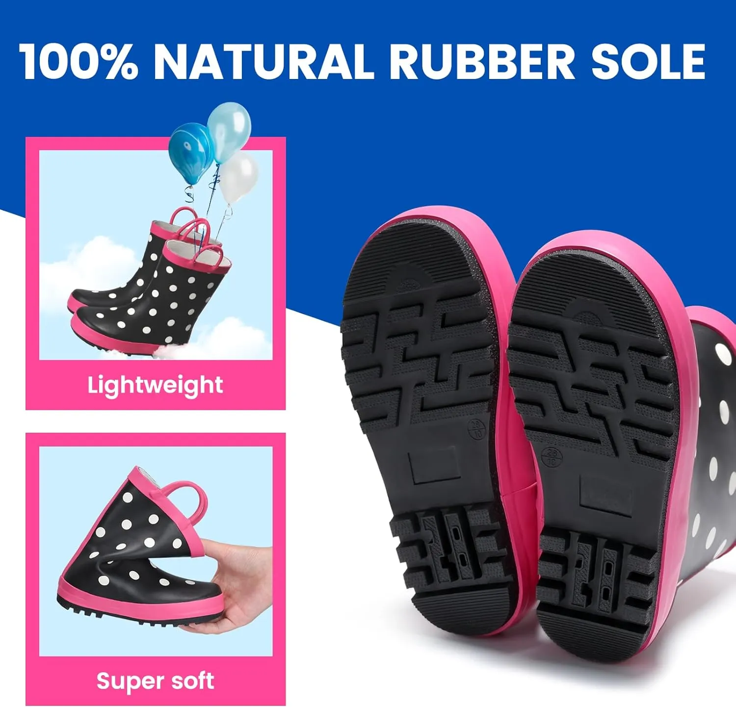 Furuian Color Changing Toddlers Kids Rain Boots for Girls Boys Waterproof Rubber Rain Boots for Toddler Girl Outdoor Rainboots with Easy-on Handles Cute Prints(Toddler/Little Kid/Big Kid)