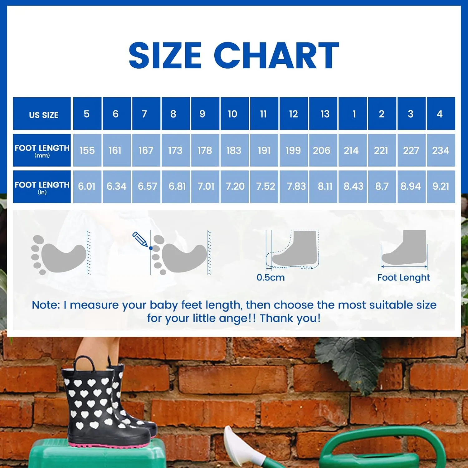Furuian Color Changing Toddlers Kids Rain Boots for Girls Boys Waterproof Rubber Rain Boots for Toddler Girl Outdoor Rainboots with Easy-on Handles Cute Prints(Toddler/Little Kid/Big Kid)