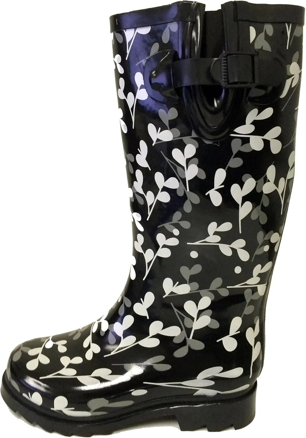 G4U Women's Rain Boots Multiple Styles Color Mid Calf Wellies Buckle Fashion Rubber Knee High Snow Shoes