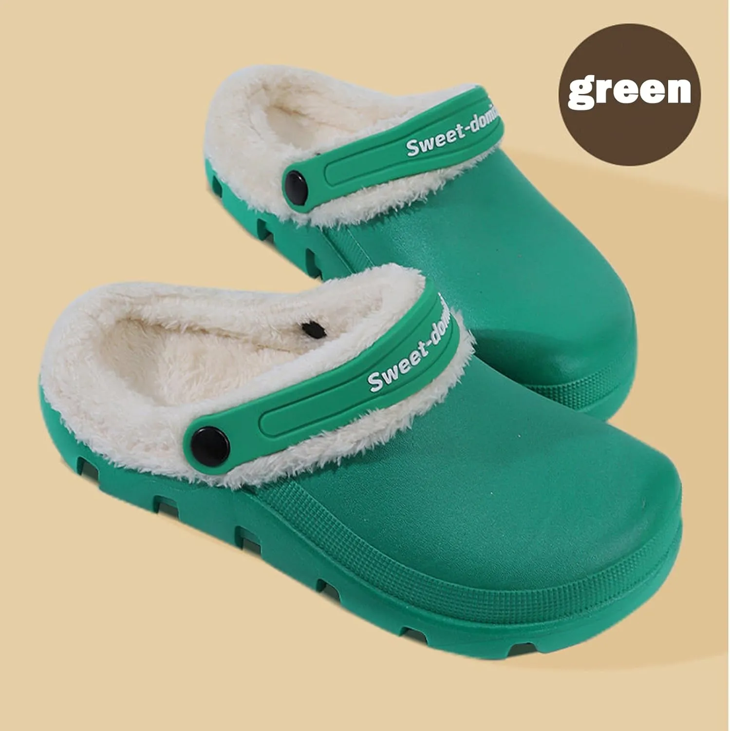 Garden Clogs Fuzzy for House : Women Men Warm Fur Lined Slippers for Winter Unisex Non-Slip Mules for Indoor Outdoor