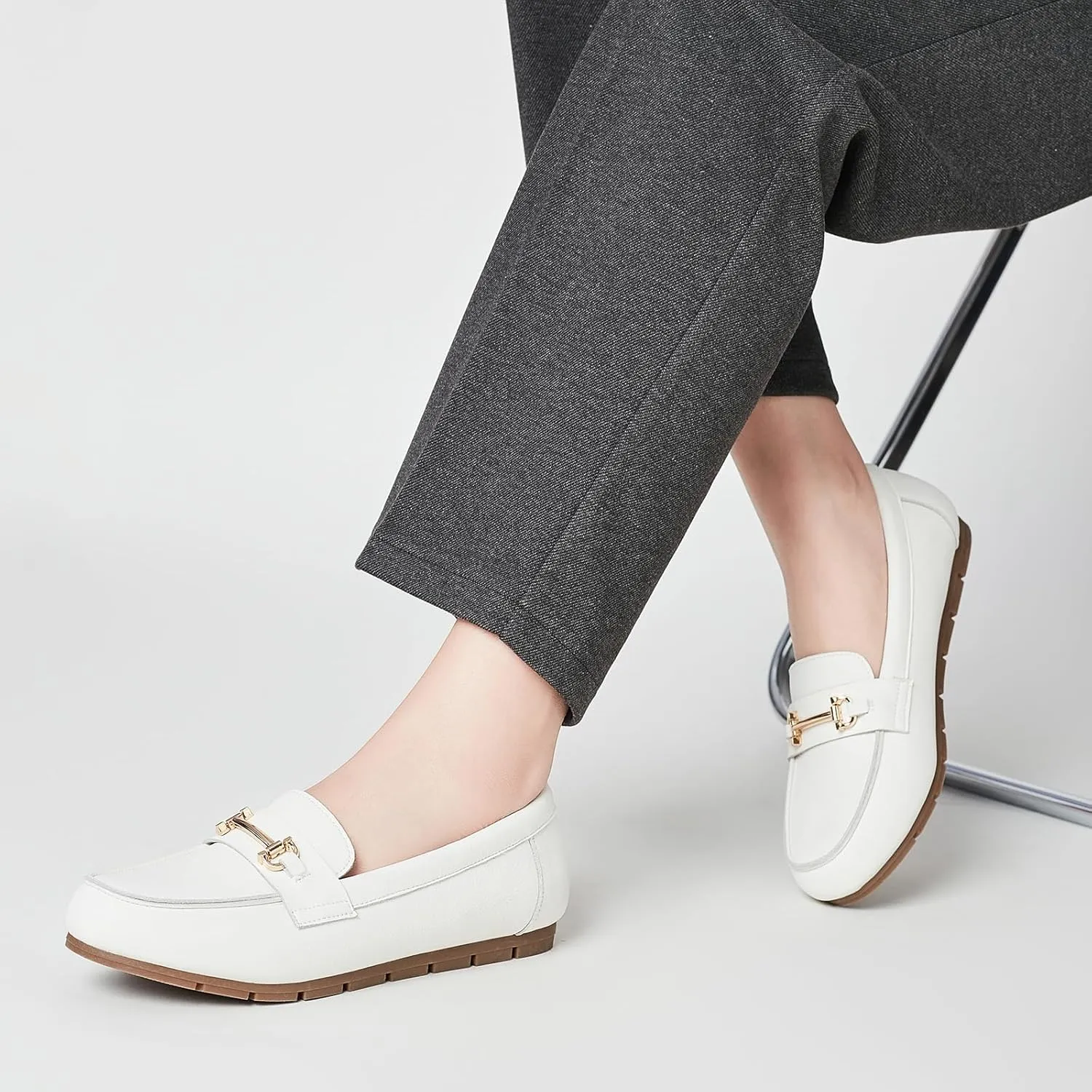 Genuine Leather Loafers for Women Driving Moccasins Business Casual Work Shoes Comfortable & Lightweight Womens Dress Flats Slip On Shoes