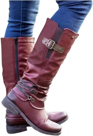 Gibobby Boots for Women,Women's Low Heel Mid Calf Boots Retro Side Zipper Knight Boots Comfy Combat Style Fall Warm Outdoor Western Shoes