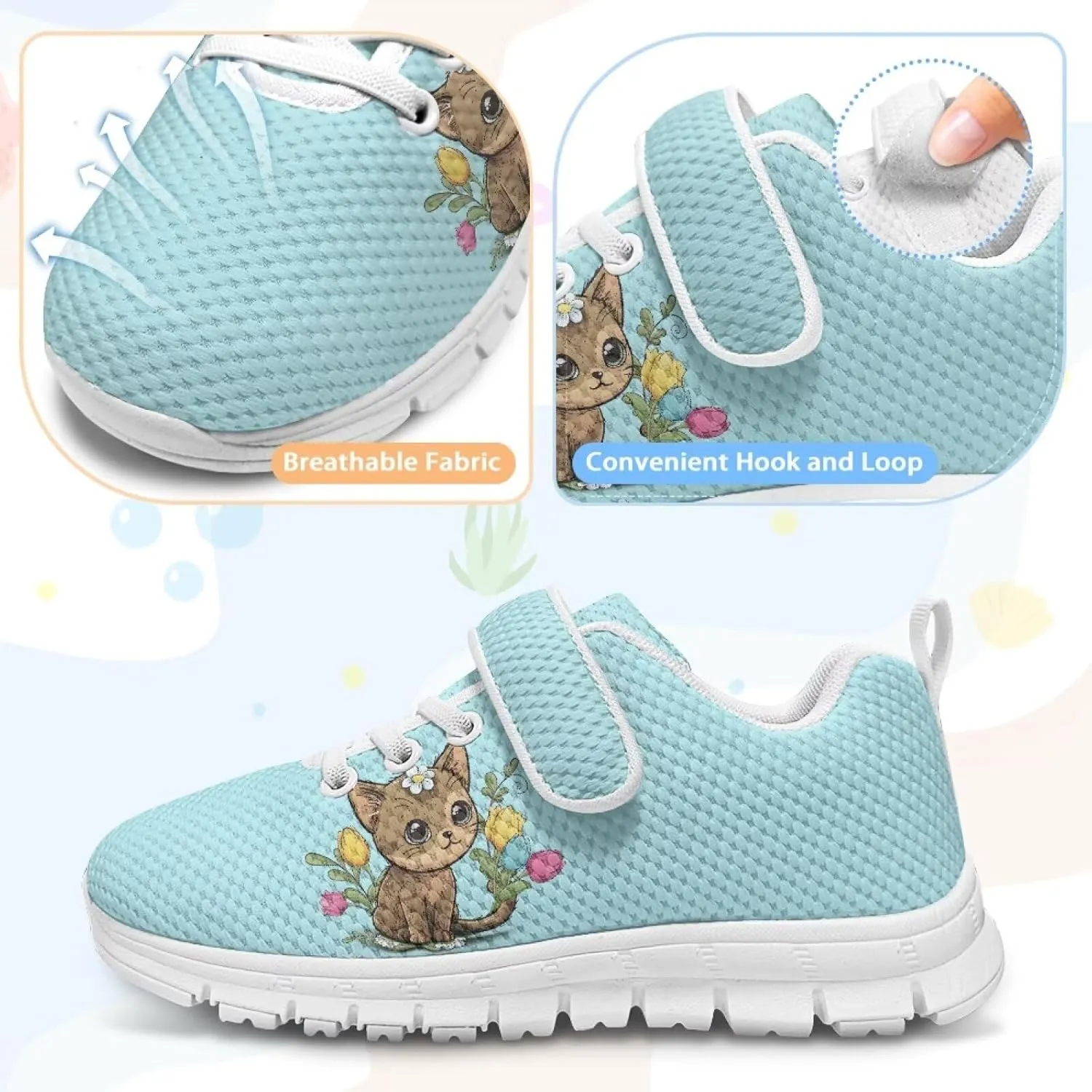 Girls' Athletic Tennis Shoes Cute Slip On Kids Sneakers Running Shoes
