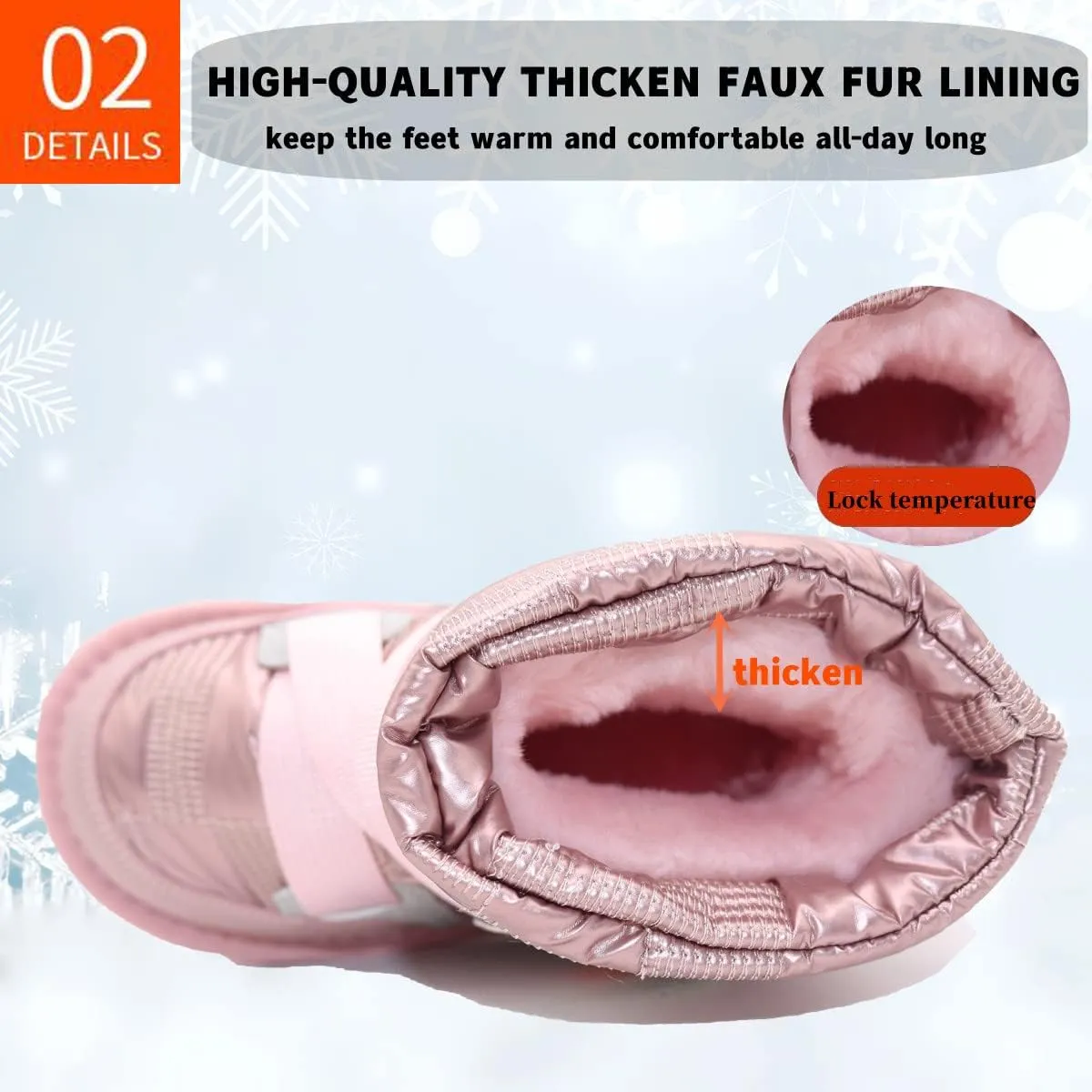 Girl's Boots Kids Glitter Snow Boots Durability Slip Resistant Outdoor Ankle Boots(Toddler/Little Kids)