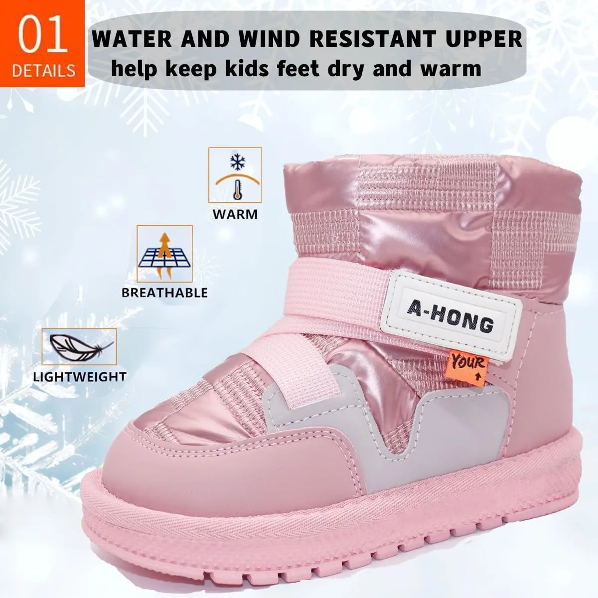 Girl's Boots Kids Glitter Snow Boots Durability Slip Resistant Outdoor Ankle Boots(Toddler/Little Kids)