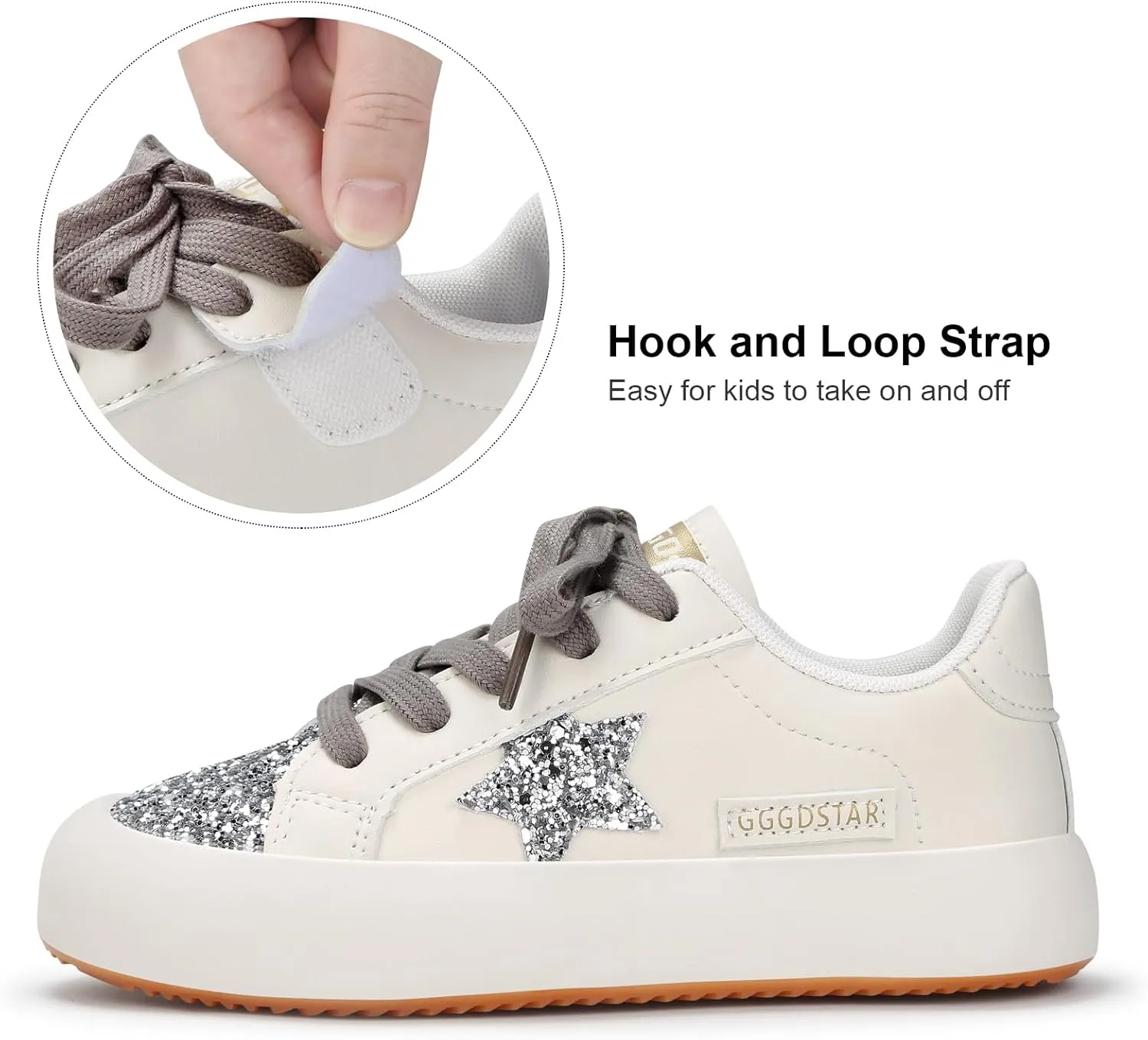 Girls Sneakers Glitter Tennis Shoes Lightweight Non-Slip Running Walking Shoes for Toddler/Little Kid/Big Kid