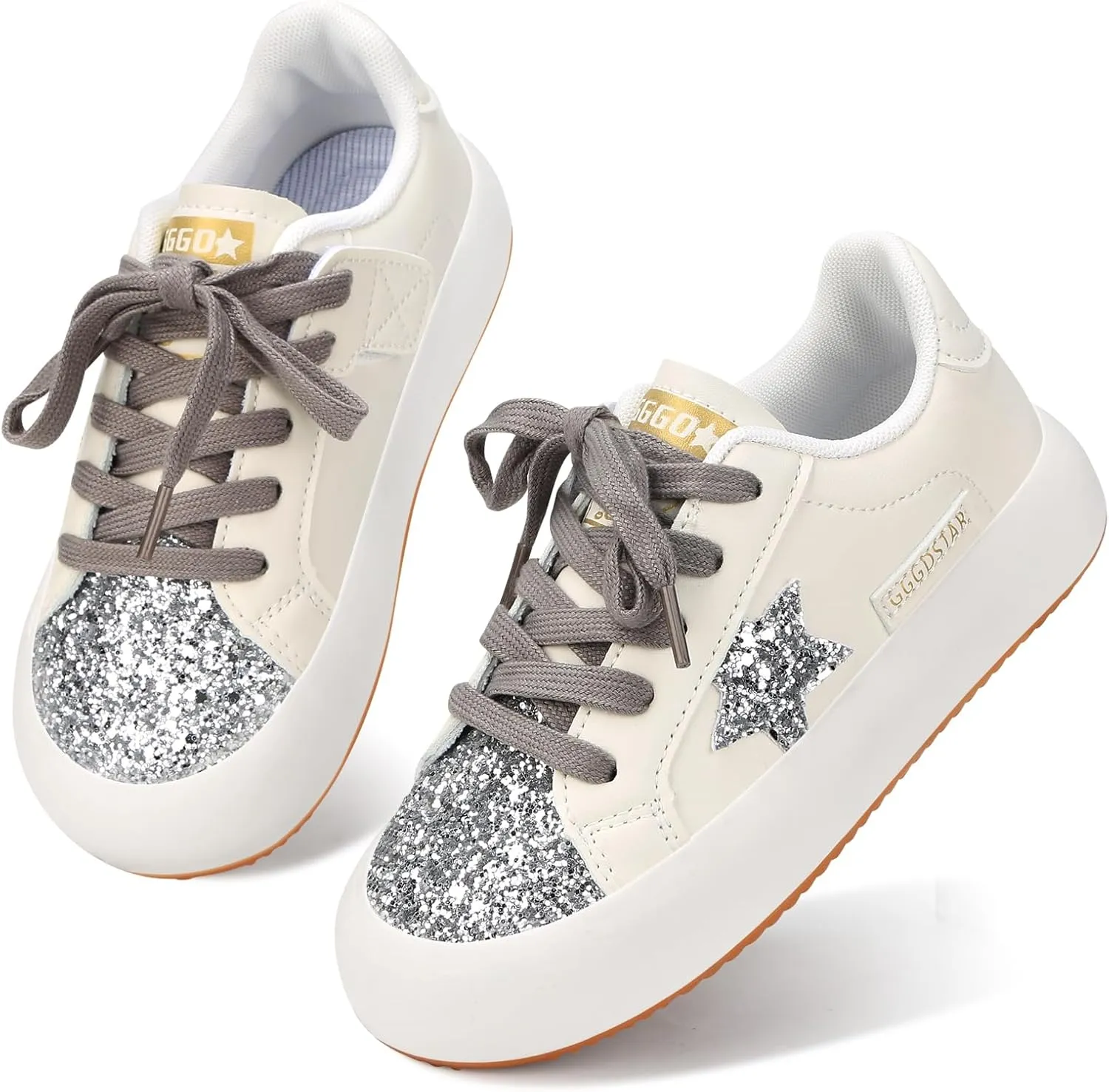 Girls Sneakers Glitter Tennis Shoes Lightweight Non-Slip Running Walking Shoes for Toddler/Little Kid/Big Kid
