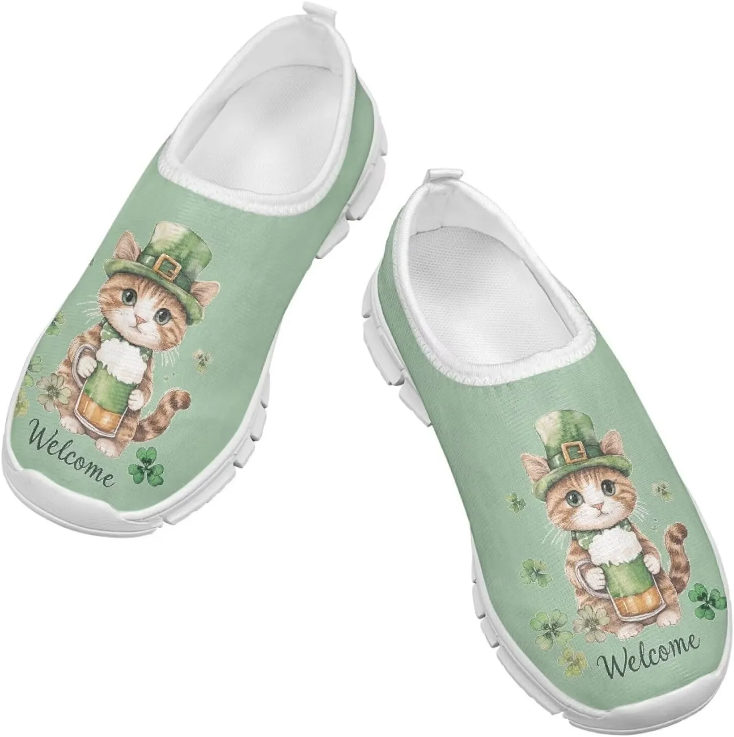 Girls Tennis Slip On Shoes St. Patrick's Day Gift for Kids Casual Shoes