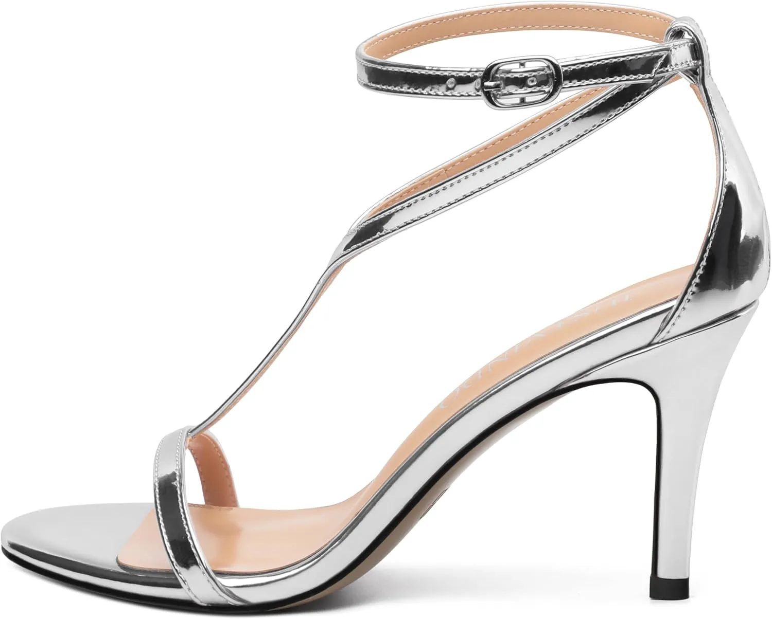 Gold Stiletto Slim High Heels For Women Slingback Strappy Buckle Patent Open Peep Toe Heeled Sandals for Women Sexy Evening Fashion Dress Shoes