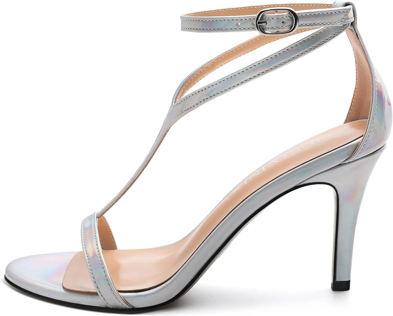 Gold Stiletto Slim High Heels For Women Slingback Strappy Buckle Patent Open Peep Toe Heeled Sandals for Women Sexy Evening Fashion Dress Shoes
