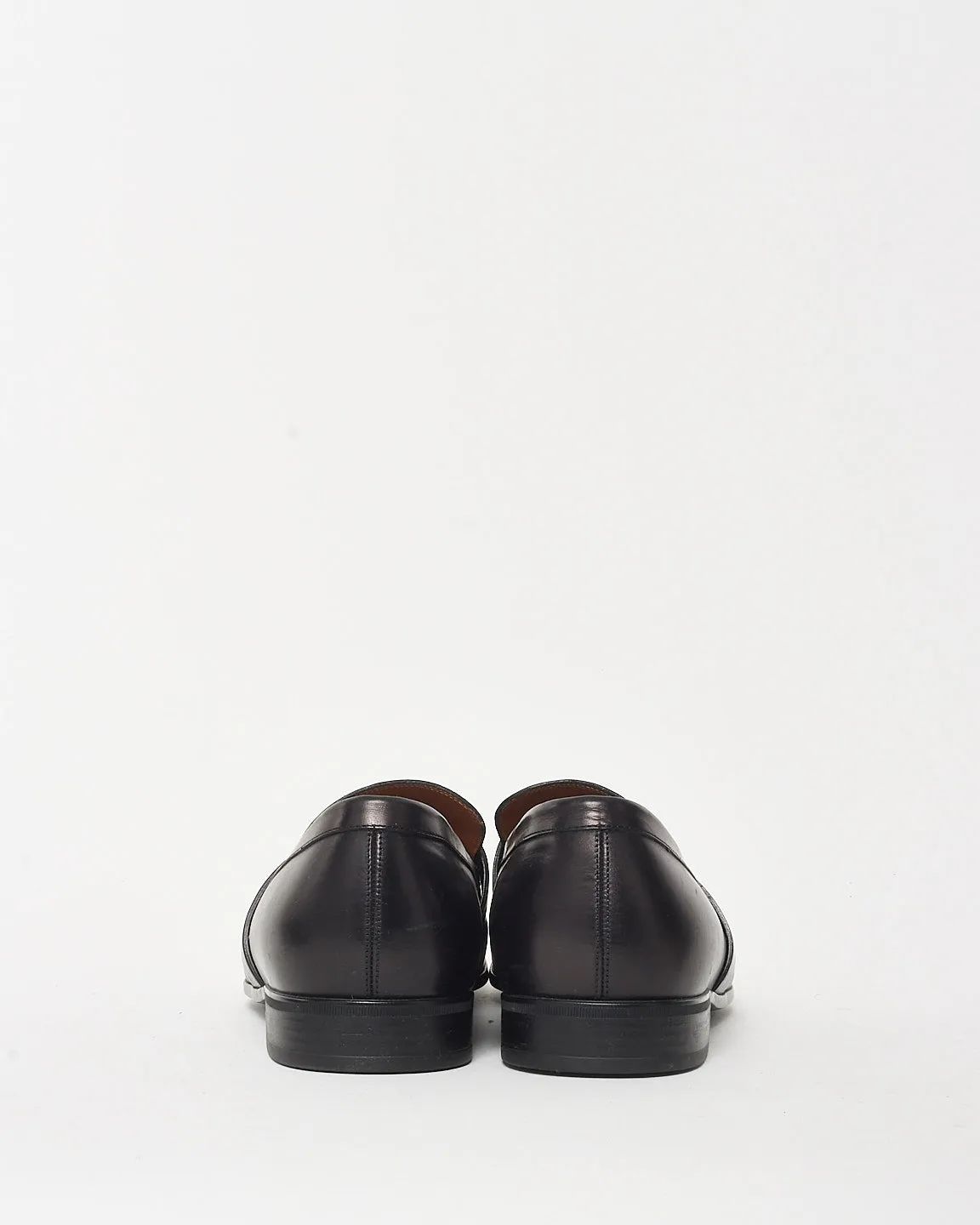Gucci Black Smooth Leather GG Monogram Medallion Logo Loafers - 7 MEN