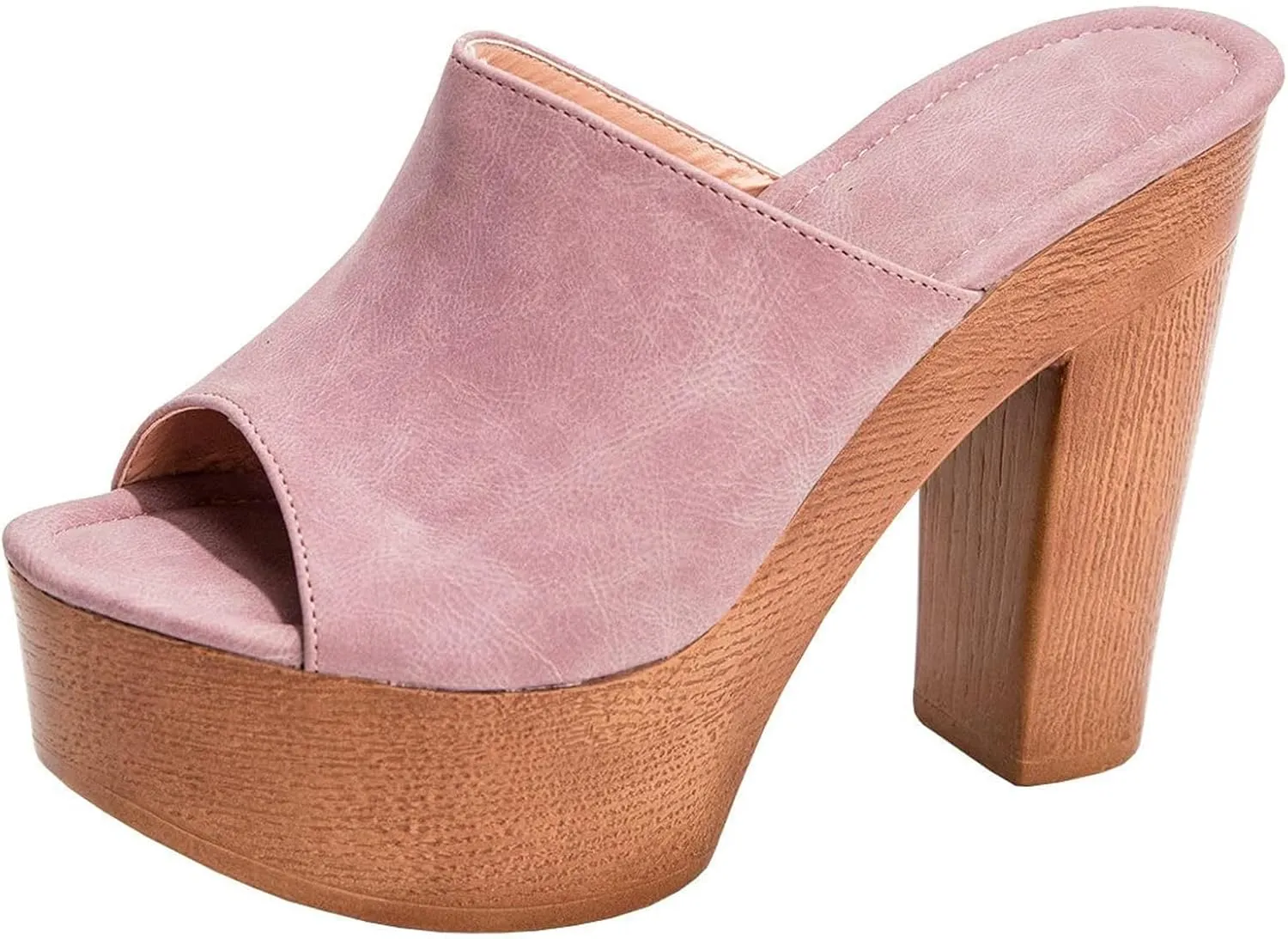 GUNIYIFS Womens Chunky Heeled Sandals Peep Toe Platform Sandals Summer Dressy Mules Block Slip On Slide High Heel Sandals