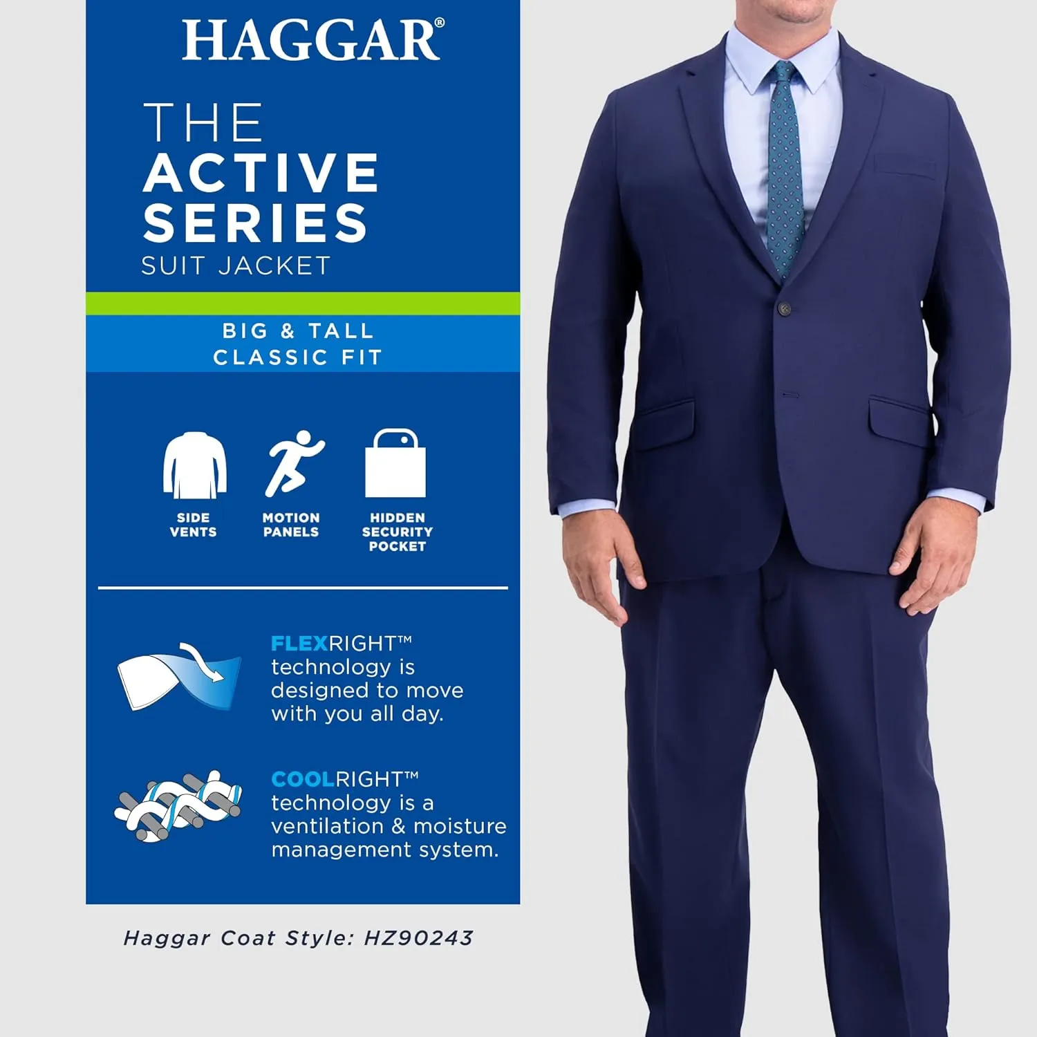 Haggar Men's The Active Series Stretch Classic Fit Suit Separate Pant Regular and Big & Tall Sizes