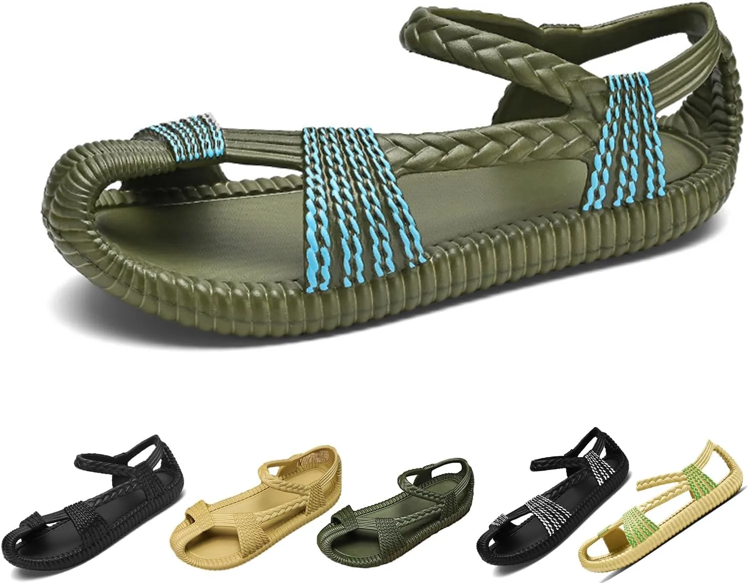 Hand Knitted Sandals Flat Sandals for Men and Women Boho Sandals Open Toe Beach Slip-On Sport Sandal Beach Poolside Travel Camping