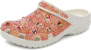 Hanfike Womens Casual Fashion Slide Mules with Rhinestone Closed Toe Comfort Flats