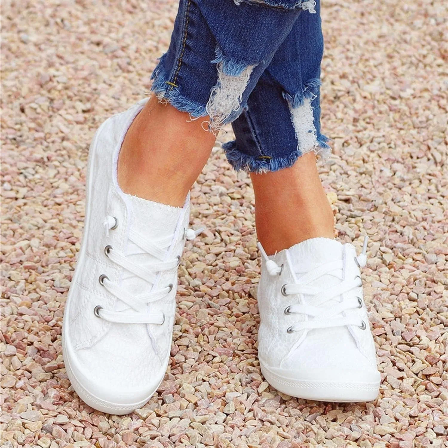 Hbeylia Canvas Shoes For Women Fashion Casual Plaid Lace Up Low Top Play Sneakers Lightweight Low Heels Slip On Flats Loafers Walking Shoes For Girls Running Outdoor Sports Driving