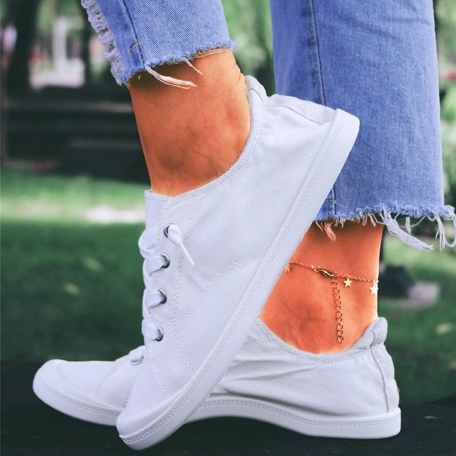 Hbeylia Canvas Shoes For Women Fashion Casual Plaid Lace Up Low Top Play Sneakers Lightweight Low Heels Slip On Flats Loafers Walking Shoes For Girls Running Outdoor Sports Driving