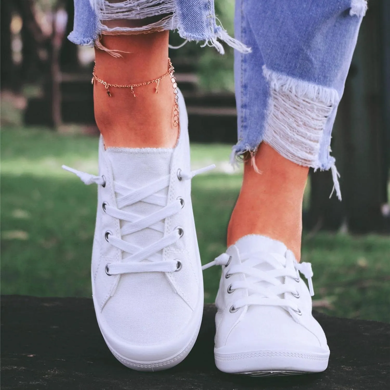 Hbeylia Canvas Shoes For Women Fashion Casual Plaid Lace Up Low Top Play Sneakers Lightweight Low Heels Slip On Flats Loafers Walking Shoes For Girls Running Outdoor Sports Driving