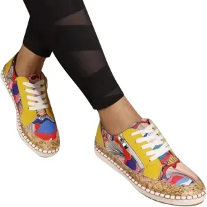 Hbeylia Fashion Sneakers for Women Casual Tie Dye Printed Chunky Bottom Platform Low Top Skateboard Canvas Shoes Size Zipper Wide Round Toe Anti Skid Lace Up Slip On Walking Loafers Work Shoes