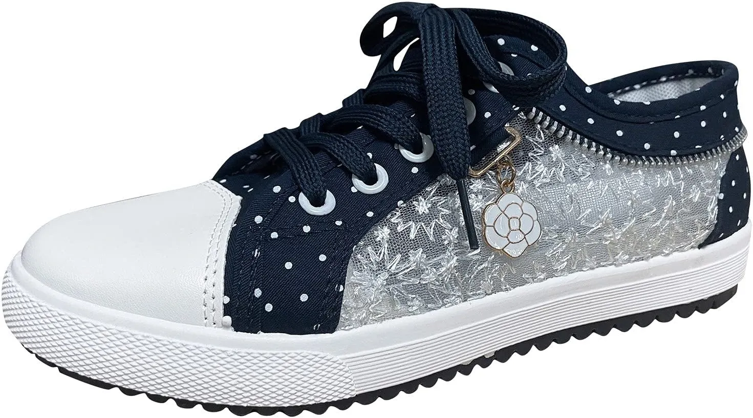 Hbeylia Lace Floral Embroidered Loafers for Women Girls Breathable Anti Slip Mesh Low Top Canvas Shoes Chunky Bottom Lace Up Play Sneakers Walking Shoes for Autumn Outdoor Travel Wedding