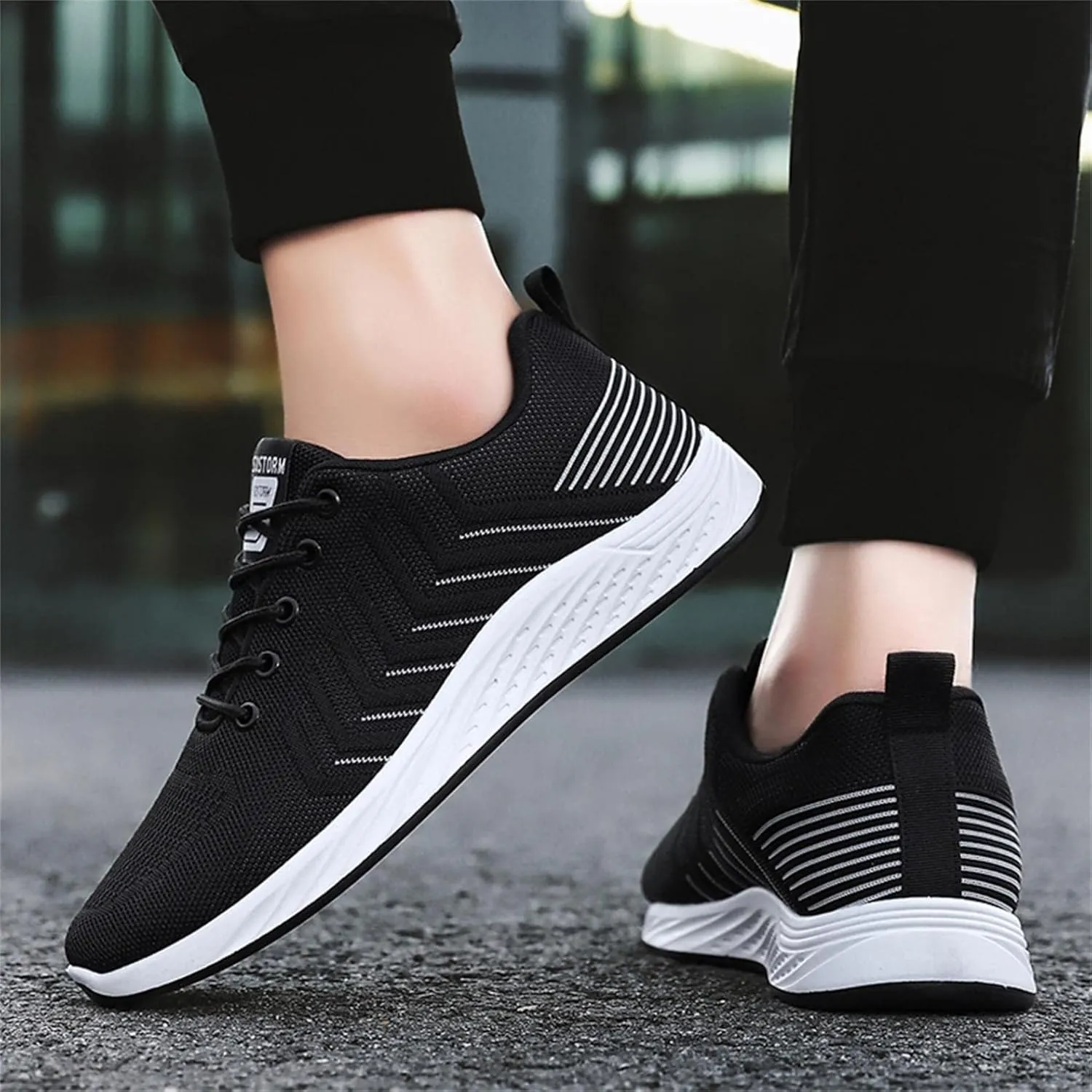 Hbeylia Mens Running Shoes Stripes Design Light Comfort Walking Casual Sport Mesh Sneakers Work Gym Non Slip Lace Up Summer And Autumn Tennis Work Hiking Cross Trainer