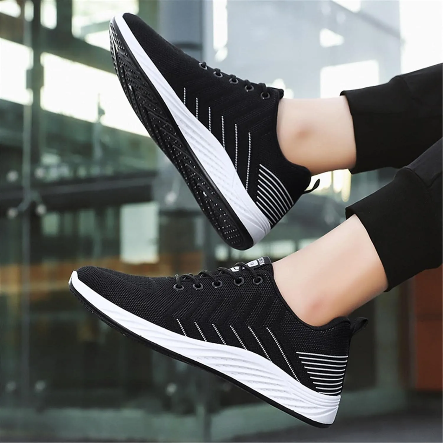 Hbeylia Mens Running Shoes Stripes Design Light Comfort Walking Casual Sport Mesh Sneakers Work Gym Non Slip Lace Up Summer And Autumn Tennis Work Hiking Cross Trainer