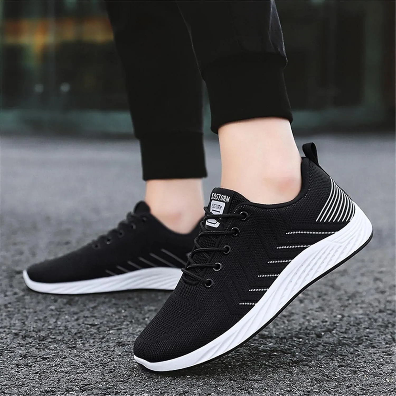 Hbeylia Mens Running Shoes Stripes Design Light Comfort Walking Casual Sport Mesh Sneakers Work Gym Non Slip Lace Up Summer And Autumn Tennis Work Hiking Cross Trainer