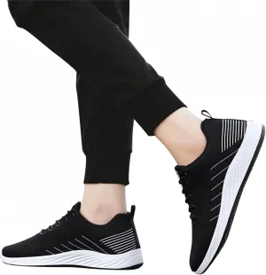Hbeylia Mens Running Shoes Stripes Design Light Comfort Walking Casual Sport Mesh Sneakers Work Gym Non Slip Lace Up Summer And Autumn Tennis Work Hiking Cross Trainer