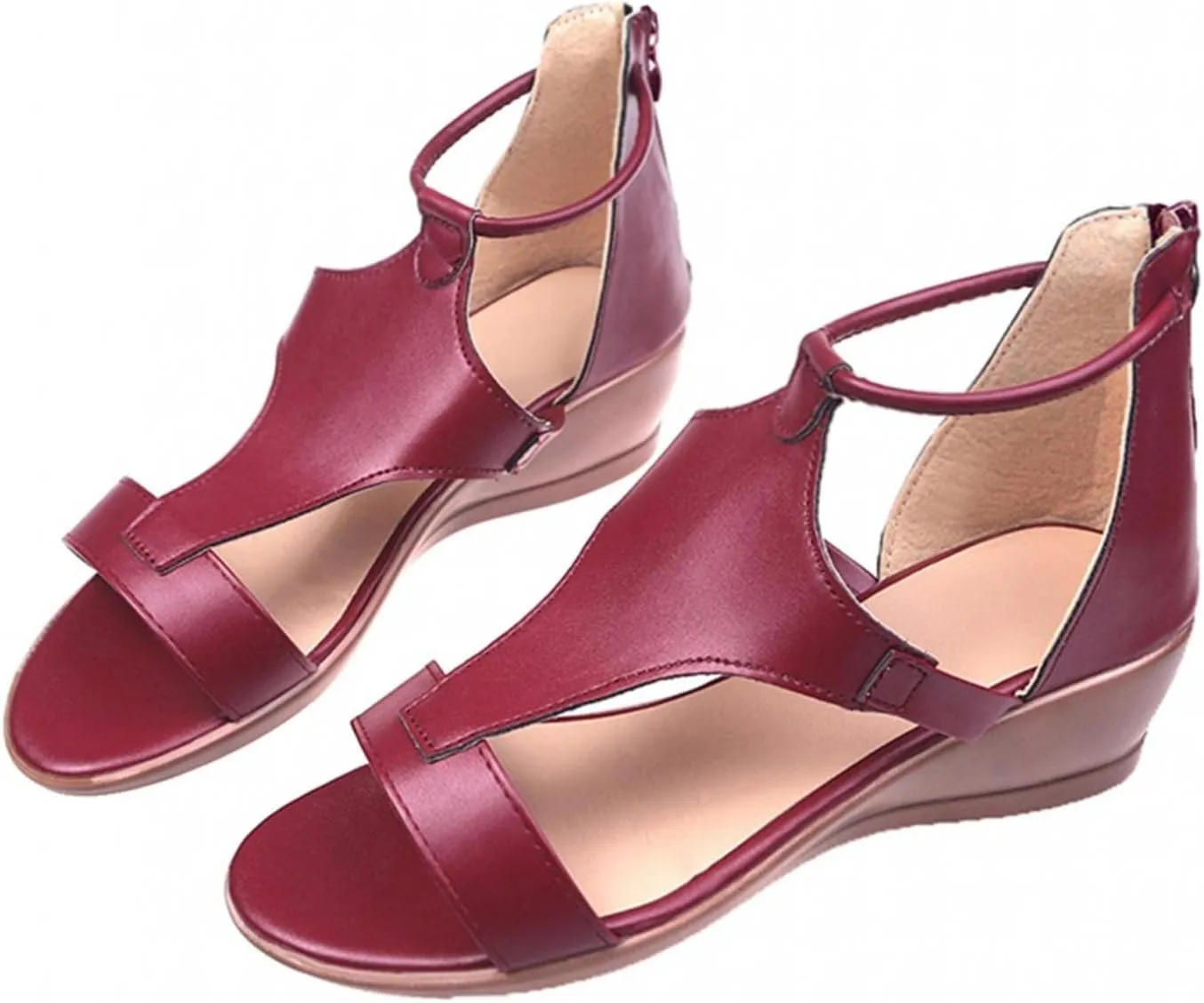 Hbeylia Platform Wedge Sandals for Women,Casual Summer Open Toe Chunky High Heels Zipper Platform Sandals Roman Shoes for Women Ladies