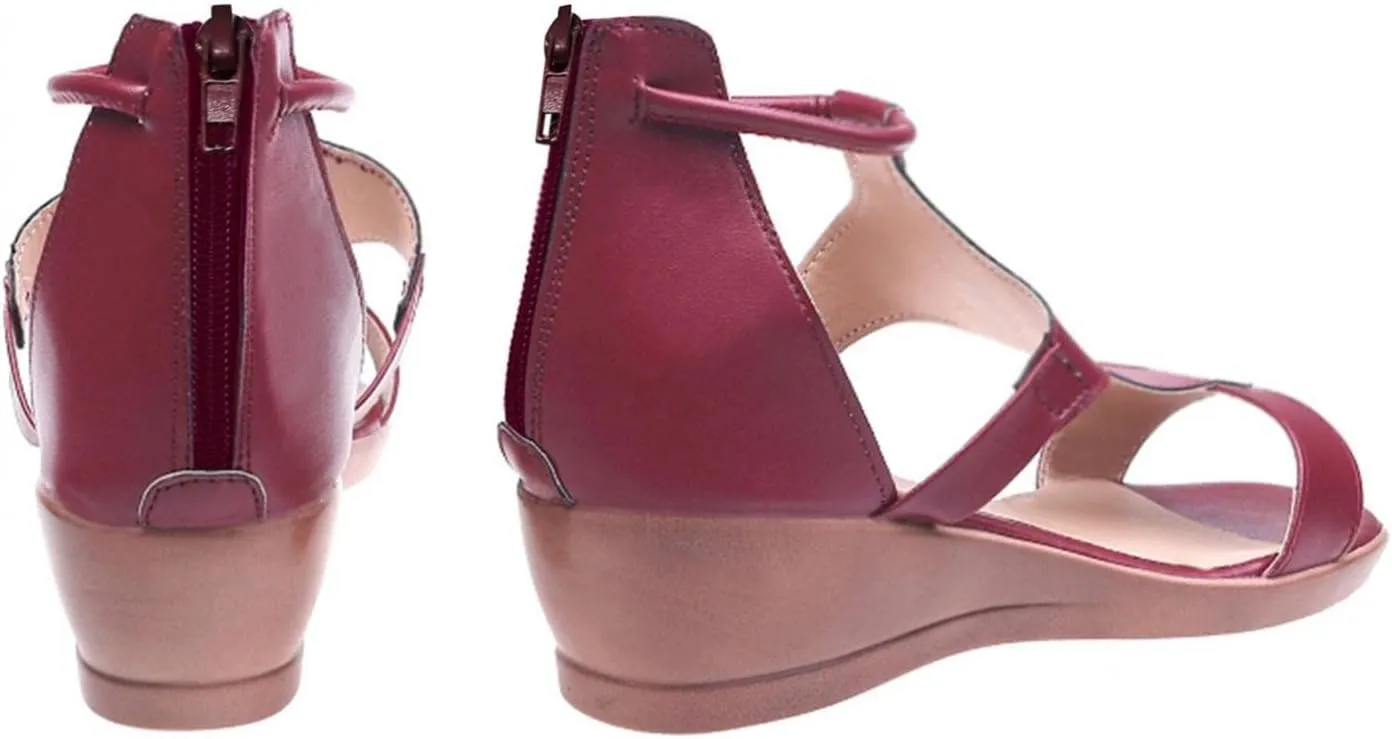 Hbeylia Platform Wedge Sandals for Women,Casual Summer Open Toe Chunky High Heels Zipper Platform Sandals Roman Shoes for Women Ladies