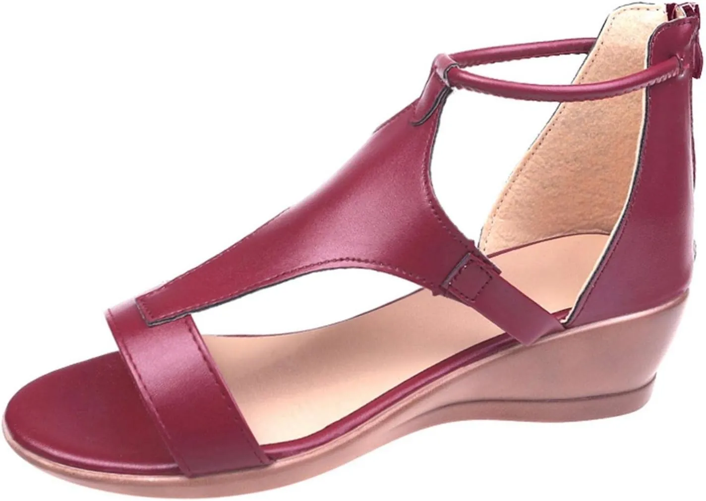 Hbeylia Platform Wedge Sandals for Women,Casual Summer Open Toe Chunky High Heels Zipper Platform Sandals Roman Shoes for Women Ladies