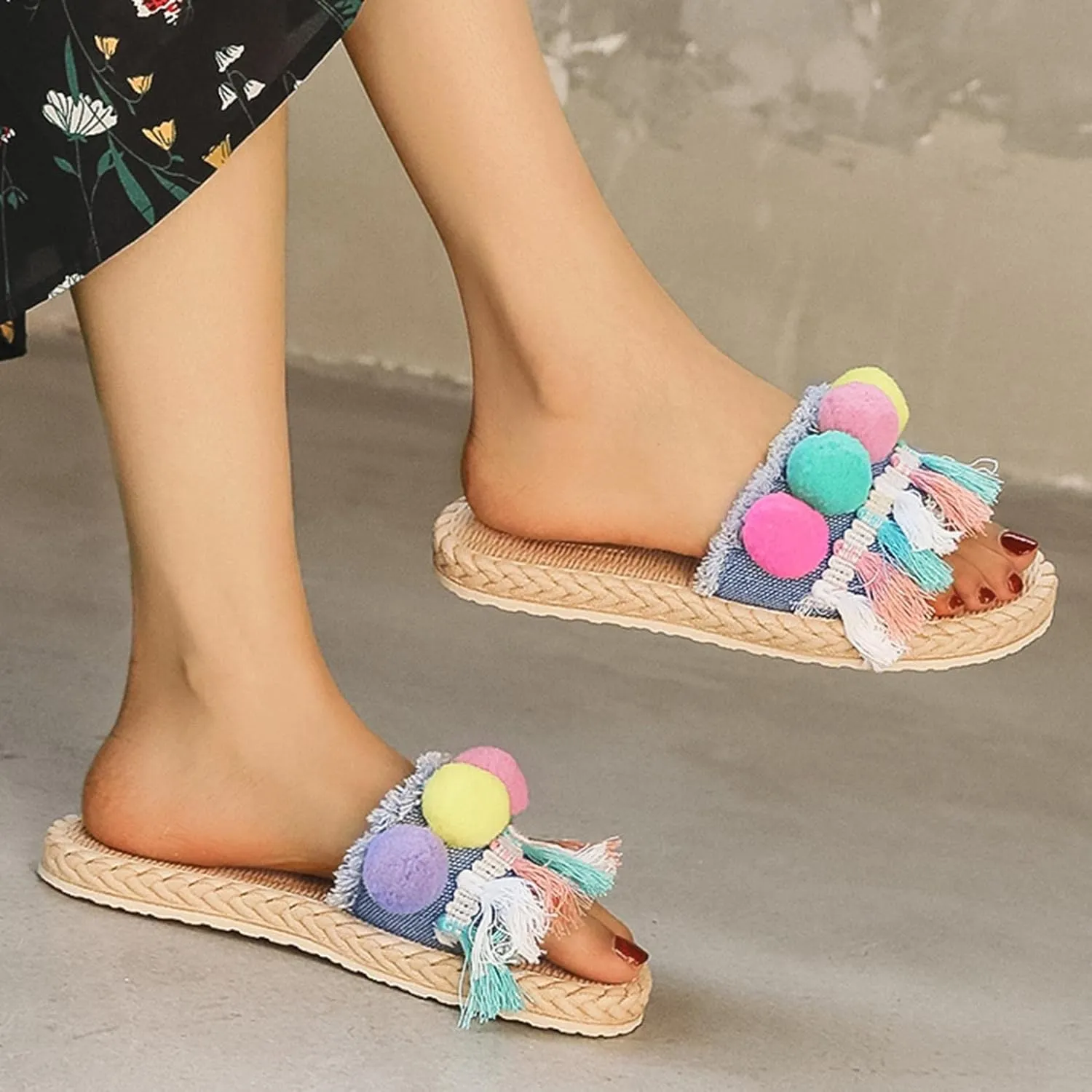 Hbeylia Sandals for Women Wedding,Womens Fashion Rhinestones Floral Pearl Lace Bohemian Jewelry Toe Ring Wedding Flat Sandals Dressy Summer Beach Gladiator Sandals Size 6