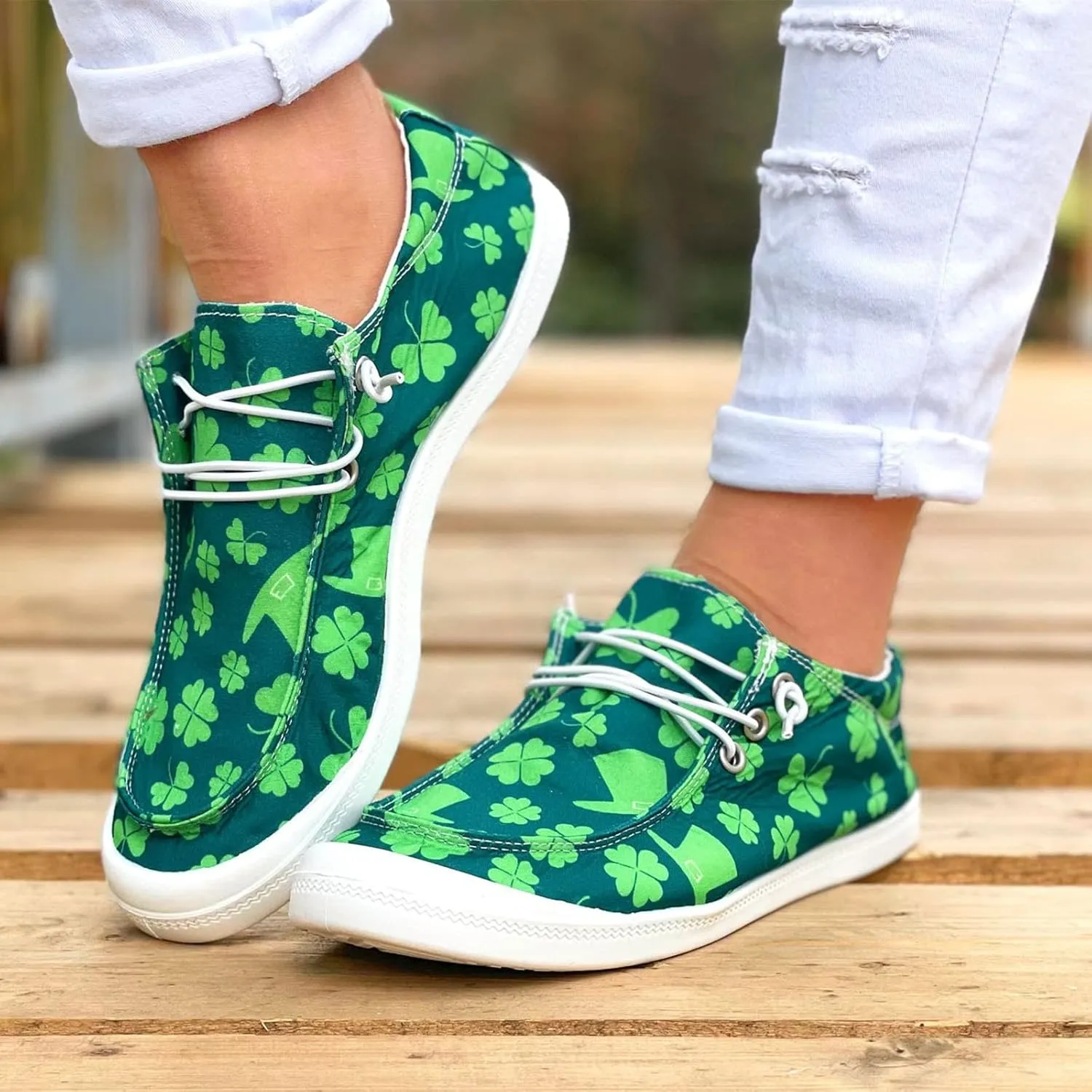 Hbeylia Women Shoes Linen Canvas Slip On Sneakers Lace Up Style Loafers Casual Printed Slip-On Flats Play Sneakers Lightweight Comfortable Sport Walking Shoes Loafers Tenis para Mujeres