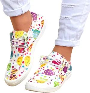 Hbeylia Women Shoes Linen Canvas Slip On Sneakers Lace Up Style Loafers Casual Printed Slip-On Flats Play Sneakers Lightweight Comfortable Sport Walking Shoes Loafers Tenis para Mujeres