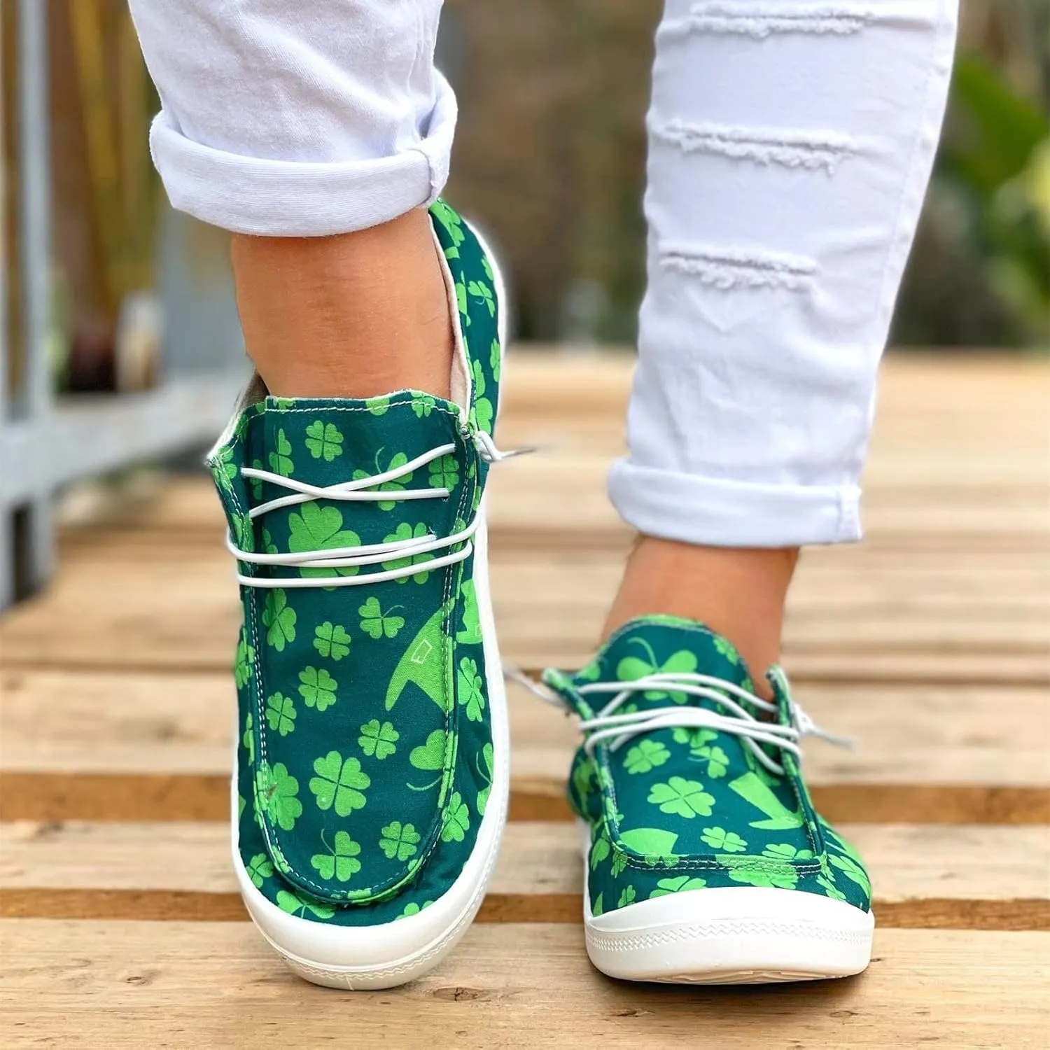 Hbeylia Women Shoes Linen Canvas Slip On Sneakers Lace Up Style Loafers Casual Printed Slip-On Flats Play Sneakers Lightweight Comfortable Sport Walking Shoes Loafers Tenis para Mujeres