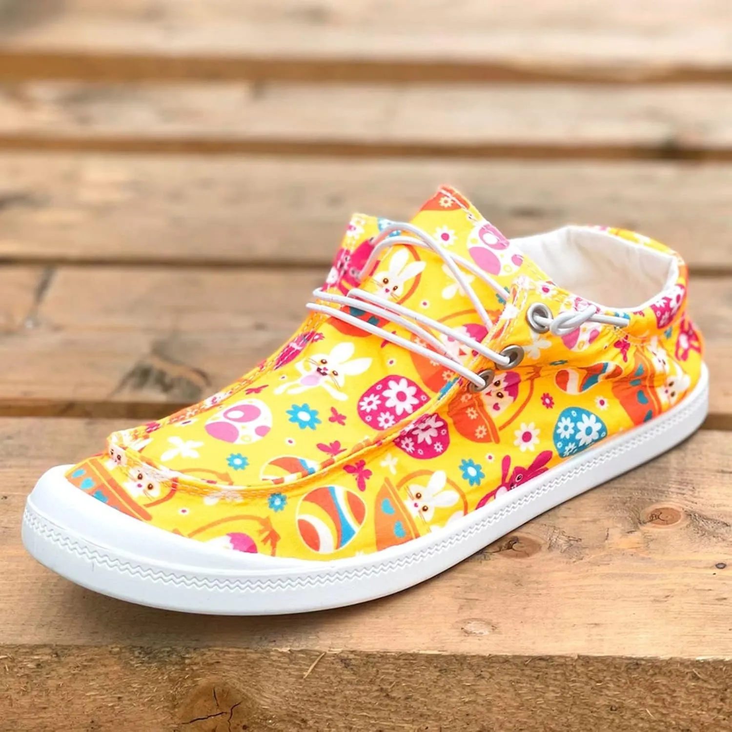 Hbeylia Women Shoes Linen Canvas Slip On Sneakers Lace Up Style Loafers Casual Printed Slip-On Flats Play Sneakers Lightweight Comfortable Sport Walking Shoes Loafers Tenis para Mujeres