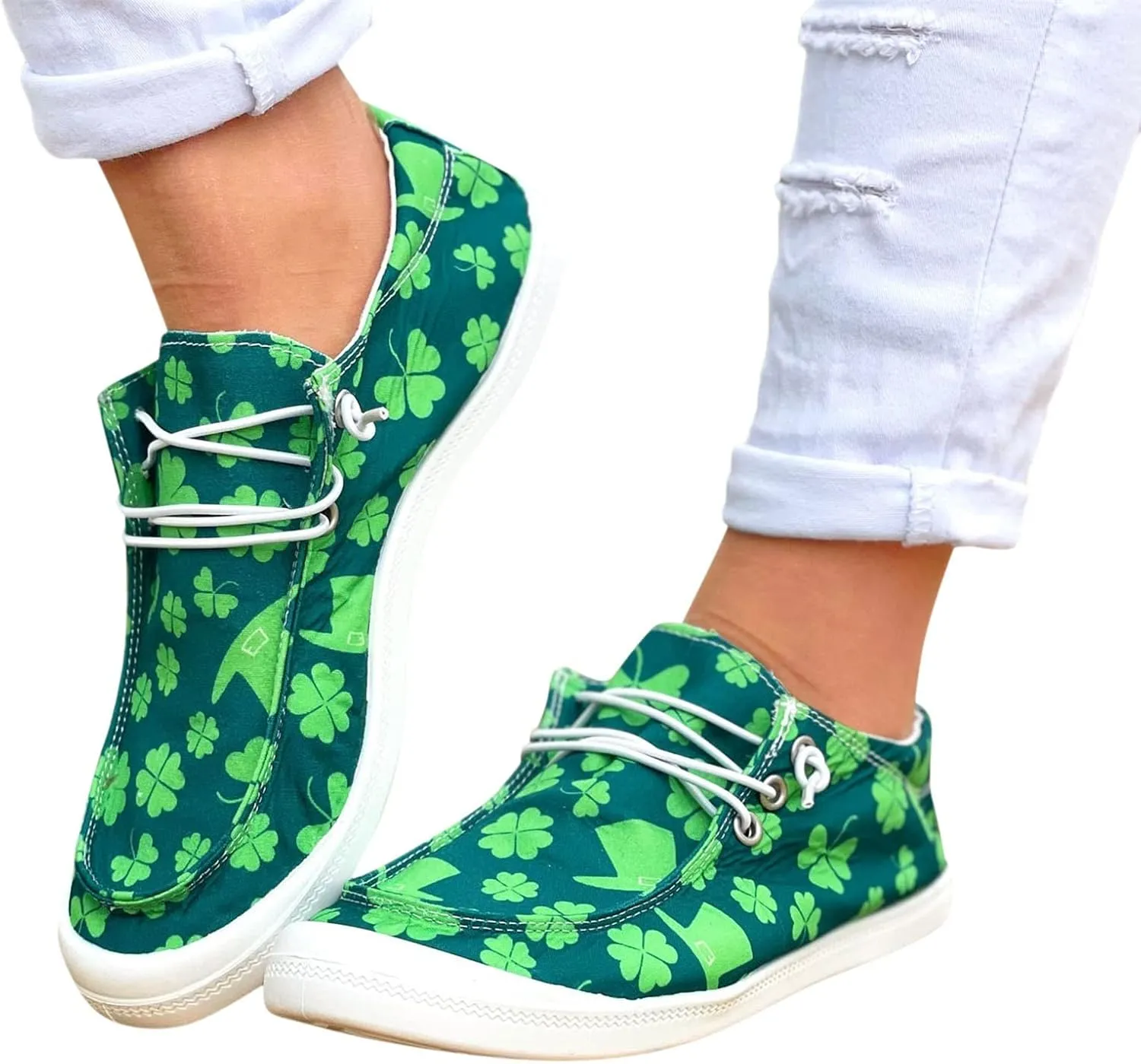 Hbeylia Women Shoes Linen Canvas Slip On Sneakers Lace Up Style Loafers Casual Printed Slip-On Flats Play Sneakers Lightweight Comfortable Sport Walking Shoes Loafers Tenis para Mujeres
