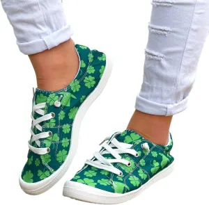 Hbeylia Women’s Canvas Low Top Sneaker Casual Printed Lace ups Canvas Shoes Slip-On Flats Play Sneakers Lightweight Comfortable Sport Walking Shoes Loafers for Women Girls Students